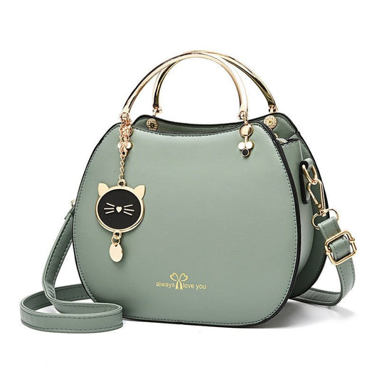 Bolso con diseño gato Verde (20cm<Max Length<30cm)