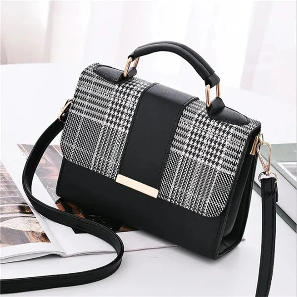 Bolso cuadrado retro Negro 20x7x15cm