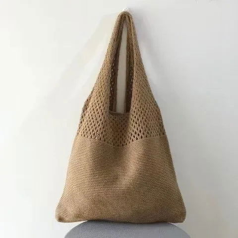 Bolso de tejido huecos Marrón