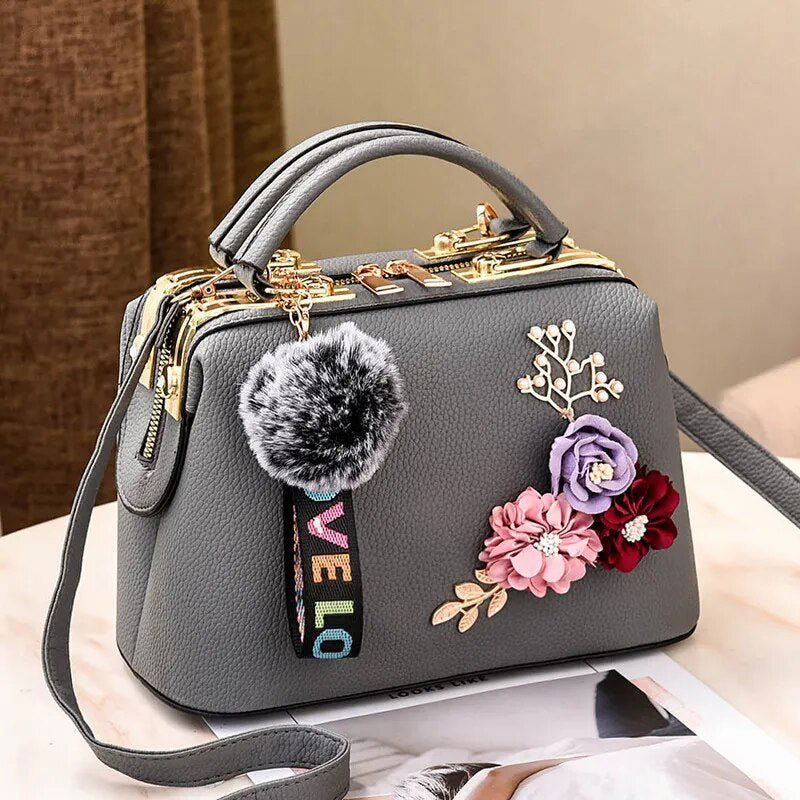 Bolso estilo floral Gris 25cm