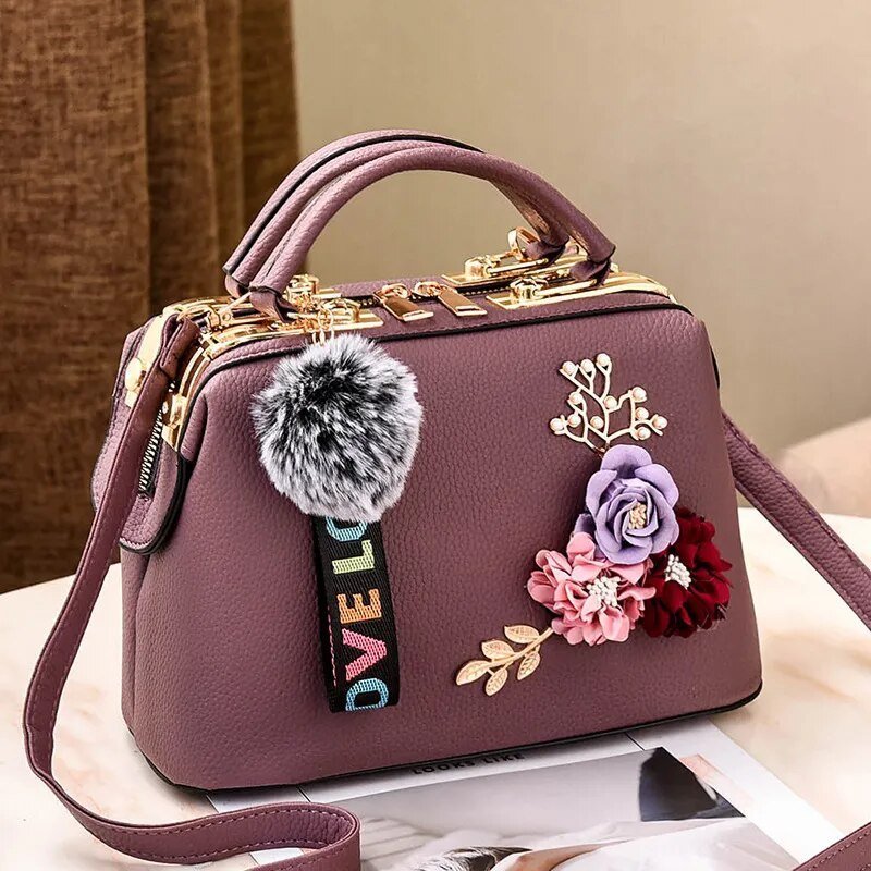 Bolso estilo floral Morado 25cm