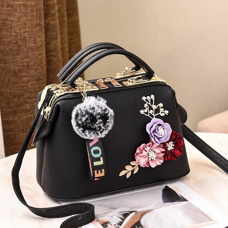 Bolso estilo floral Negro 25cm