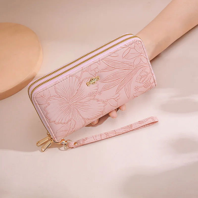 Cartera con estampado larga Rosa