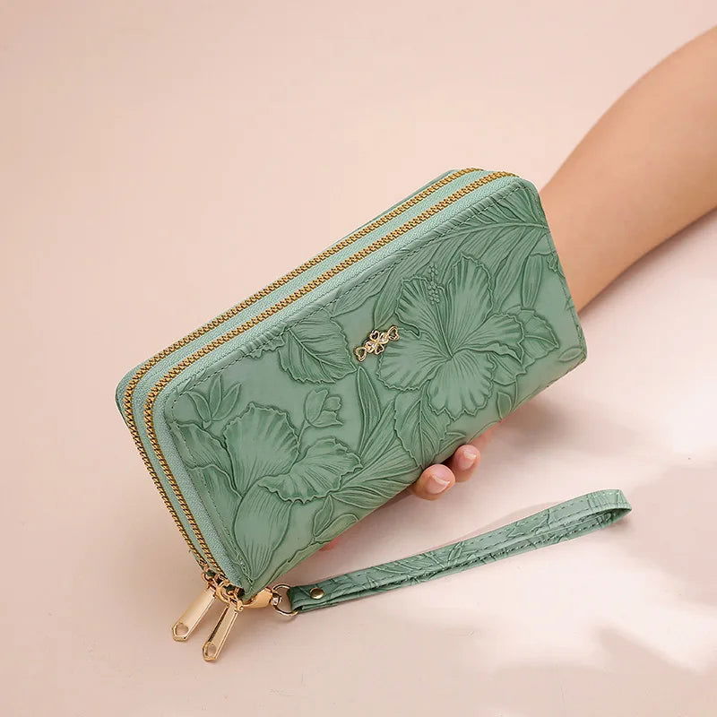 Cartera con estampado larga Verde