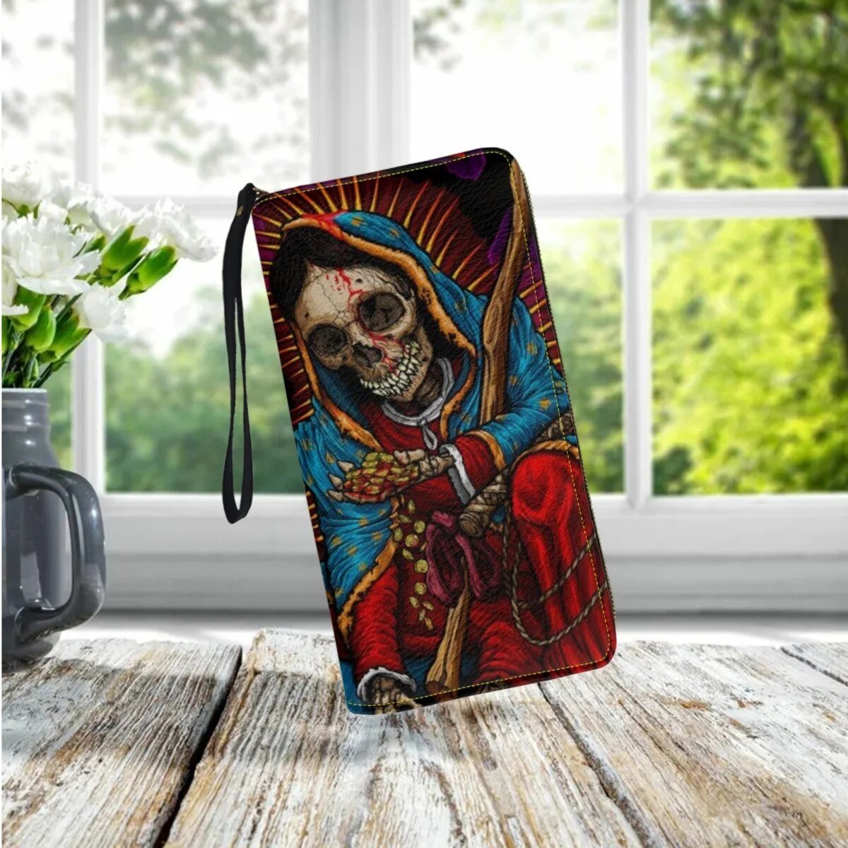 Cartera larga calavera aterradora