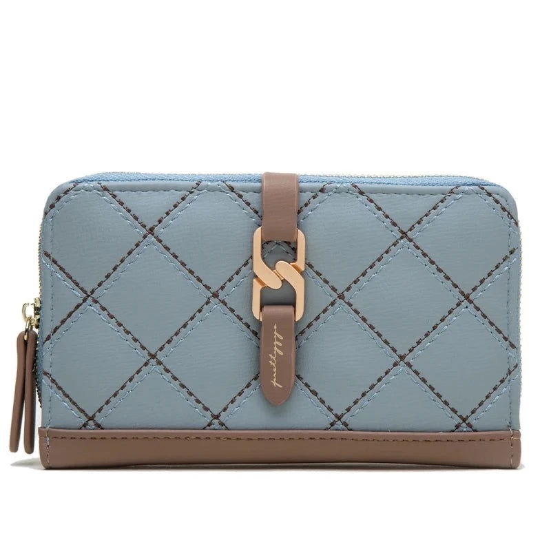 Cartera mediana con broche Azul