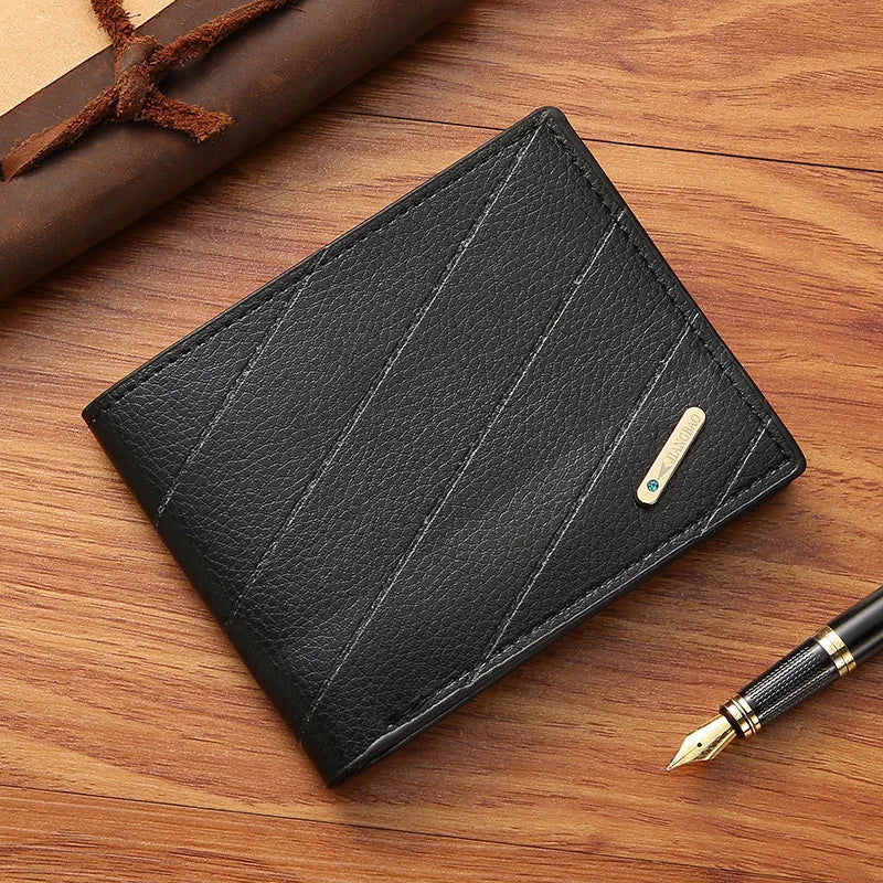 Cartera rayada para hombre Negro