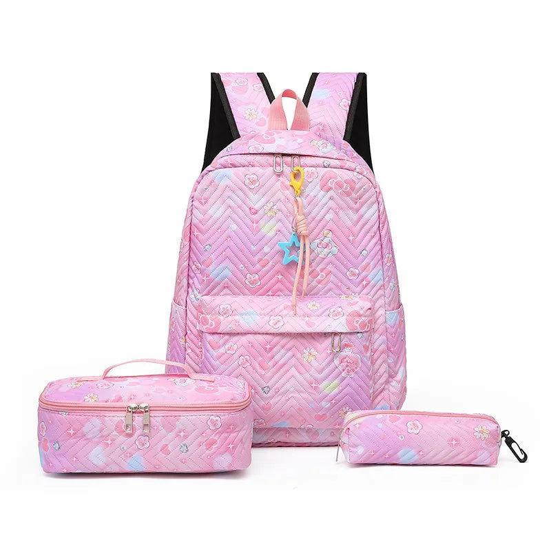 Conjunto de mochila floral Rosa