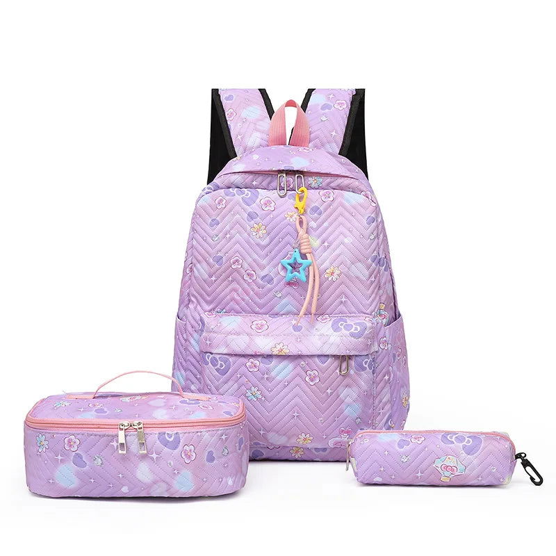 Conjunto de mochila floral Morado