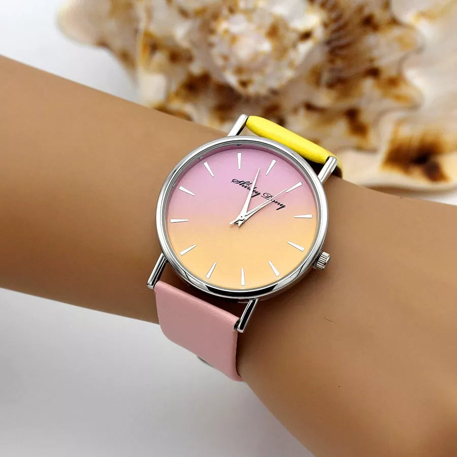 Reloj para mujer doble color Amarillo y rosa