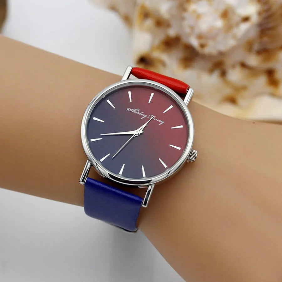 Reloj para mujer doble color Rojo y azul