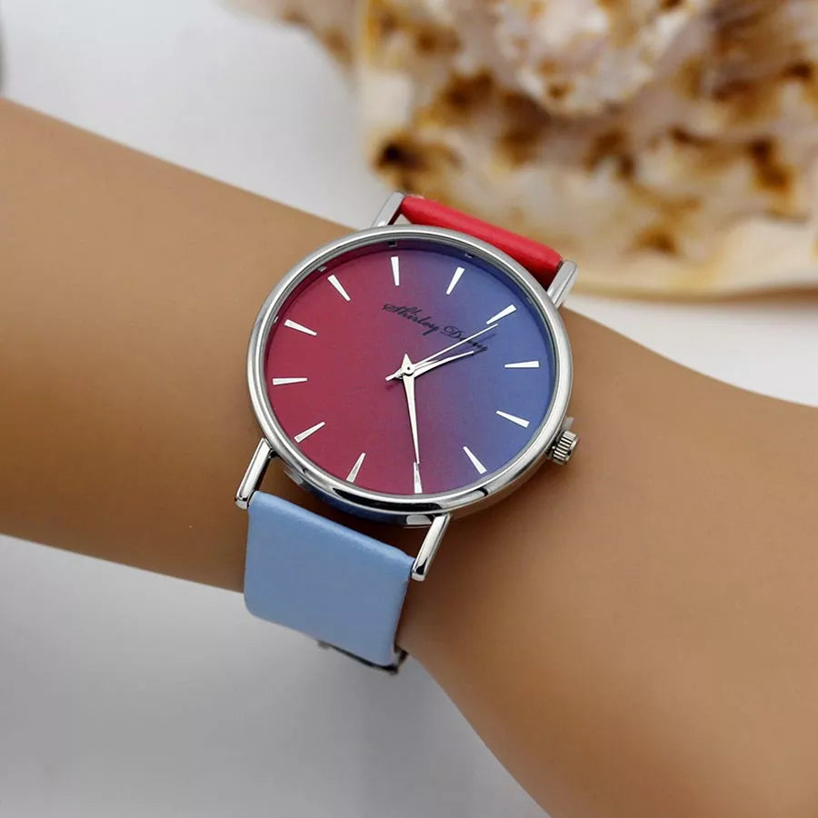 Reloj para mujer doble color Celeste y rosa