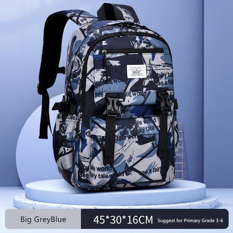 Mochila estudiantes primaria Grande gris