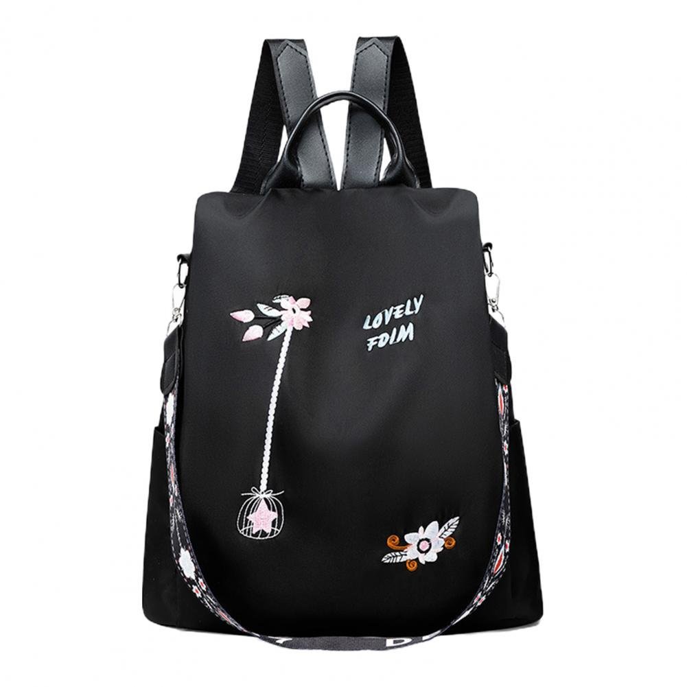 Mochila de flores Negro