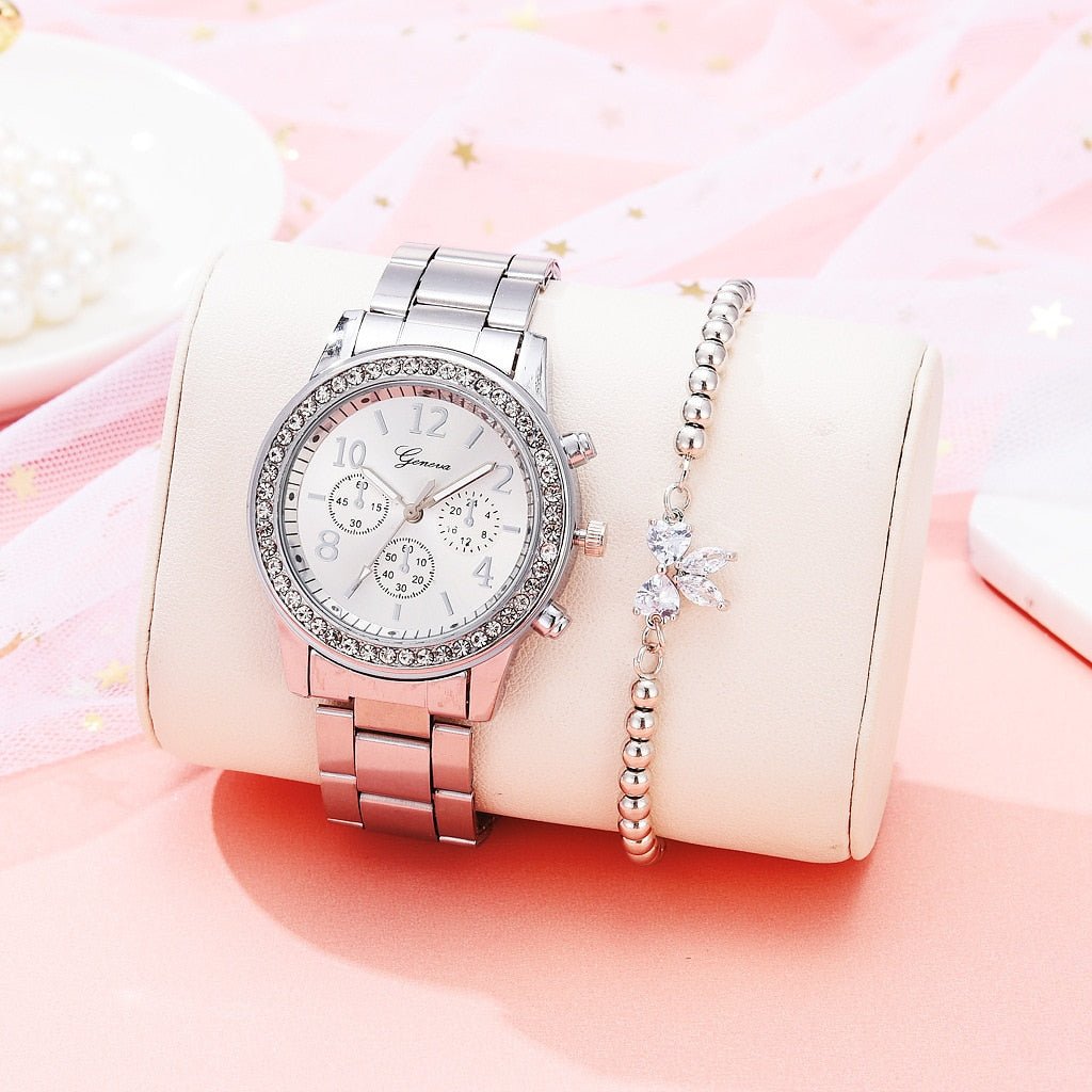 Reloj con pulsera Conjunto plateado