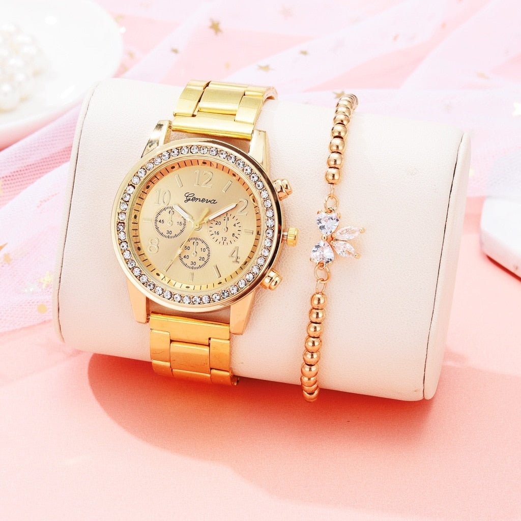 Reloj con pulsera Conjunto dorado