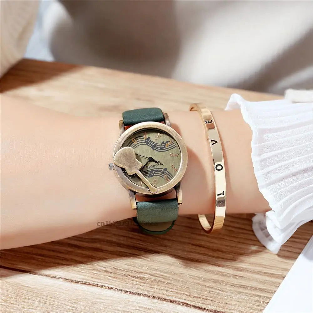 Reloj diseño guitarra Verde con pulsera