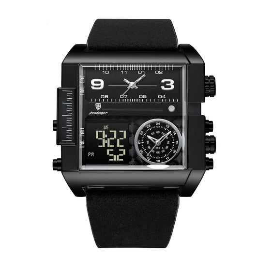 Reloj multifuncional rectangular Negro negro