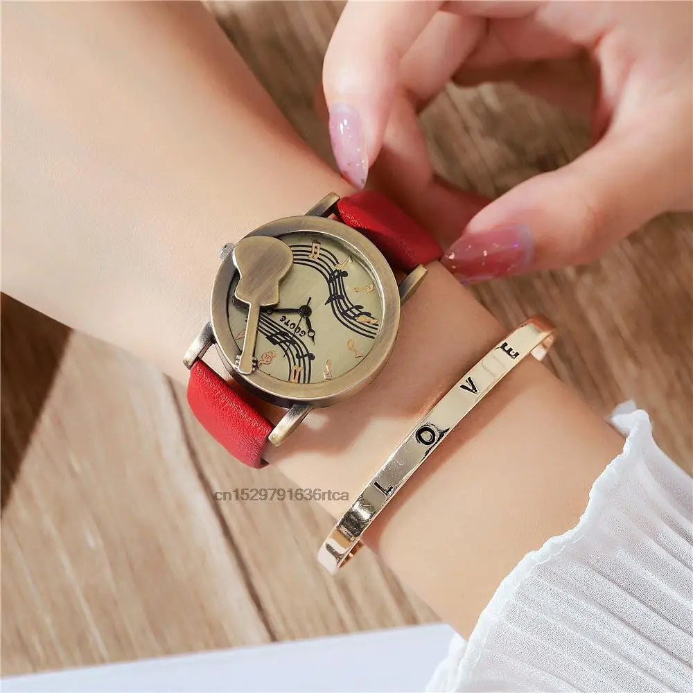 Reloj diseño guitarra Rojo con pulsera