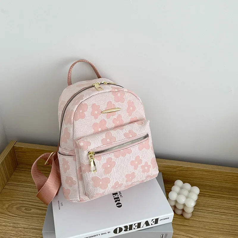 Mochila con estampado de flores Rosa