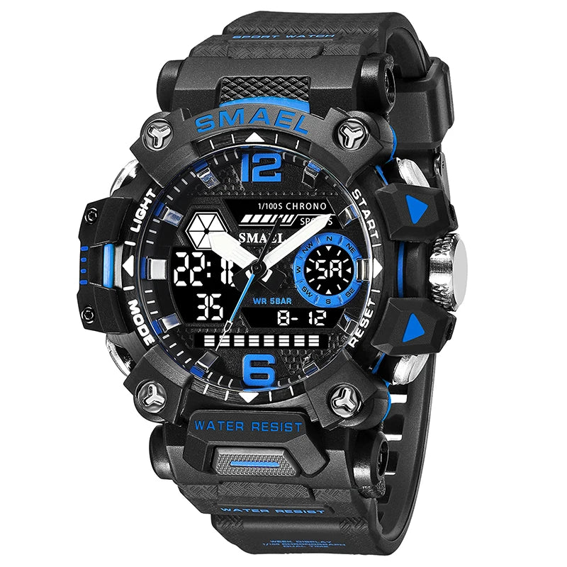 Reloj militar deportivo Negro y azul