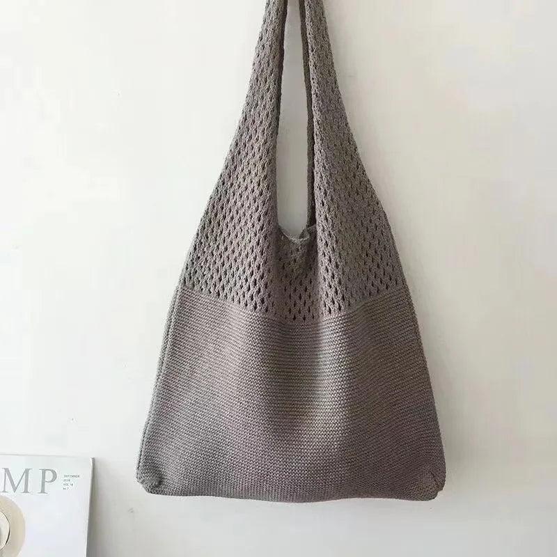 Bolso de tejido huecos Gris