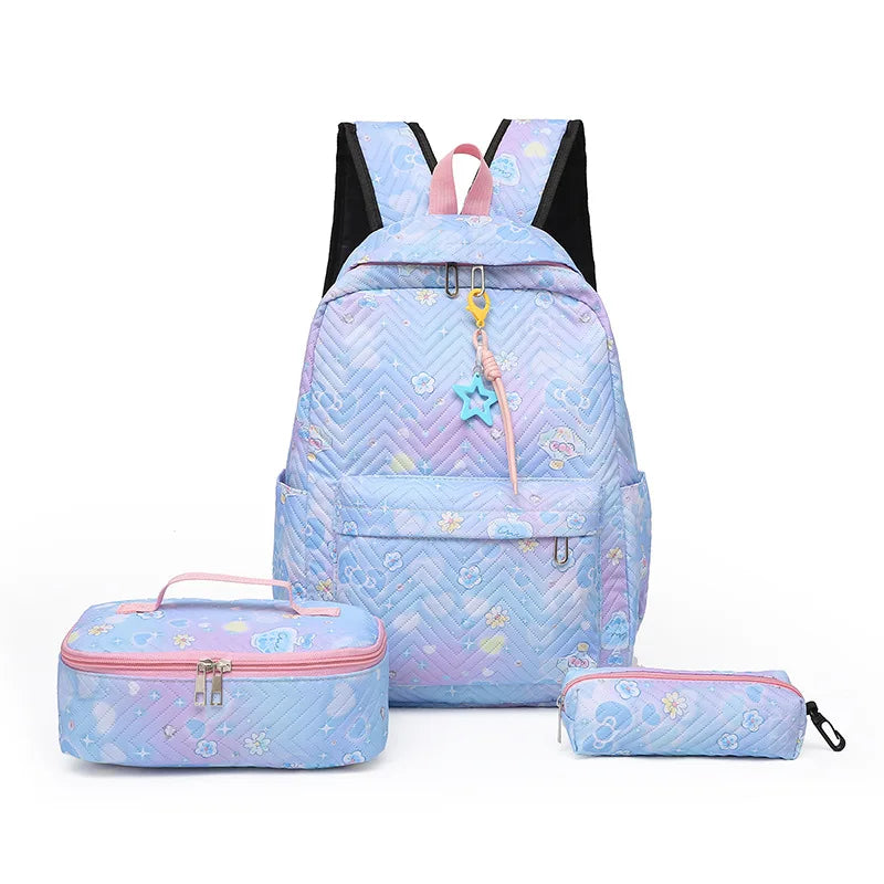 Conjunto de mochila floral Azul