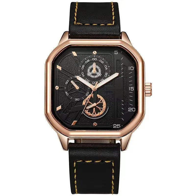 Reloj cuadrado para hombre Negro-Dorado