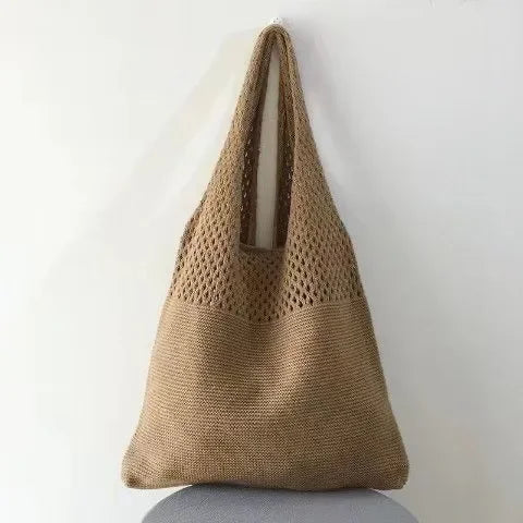 Bolso de tejido huecos Marrón