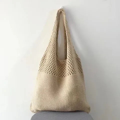 Bolso de tejido huecos Caqui