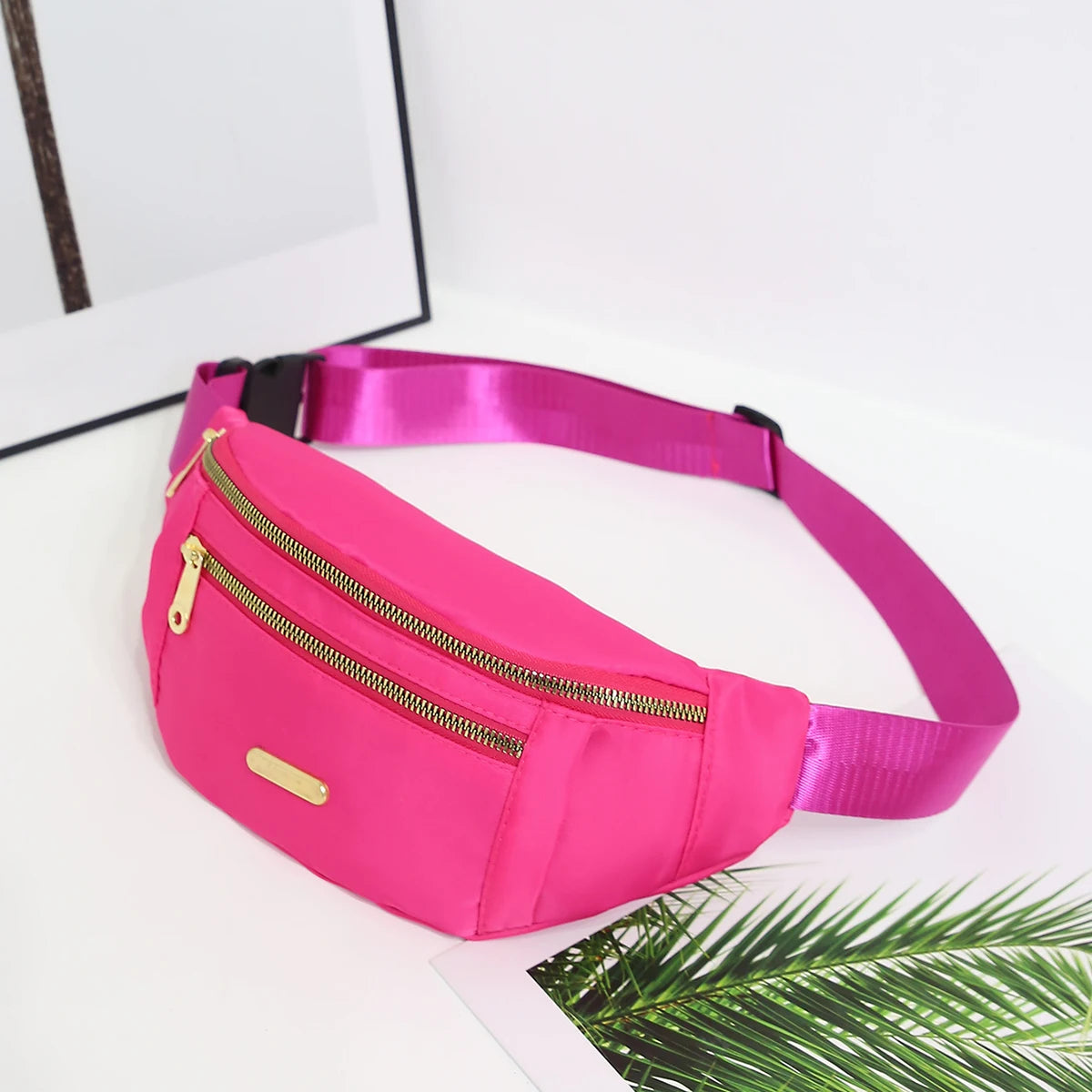 Bolso bandolera cruzada color solido Rosa fucsia