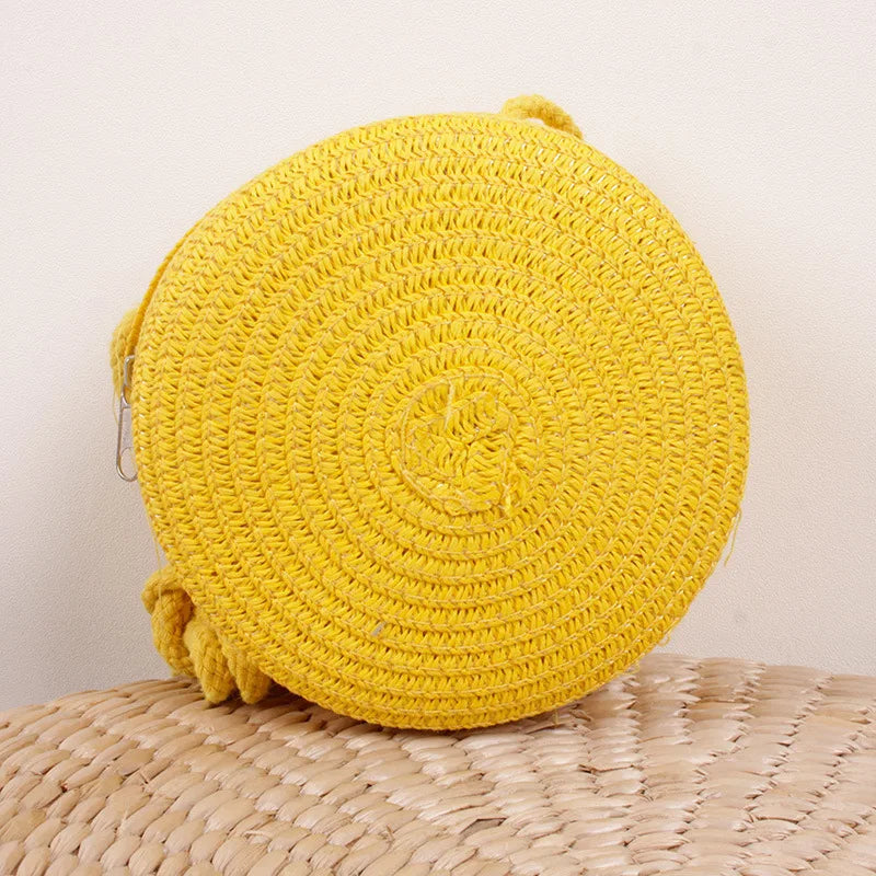 Bolso redondo de ratán Amarillo