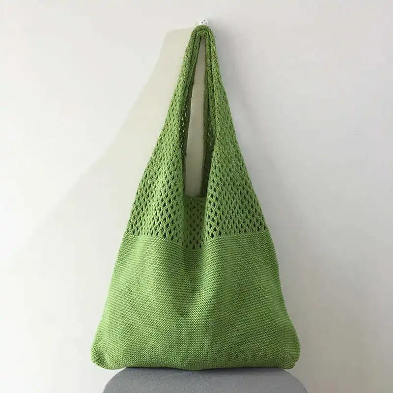 Bolso de tejido huecos Verde