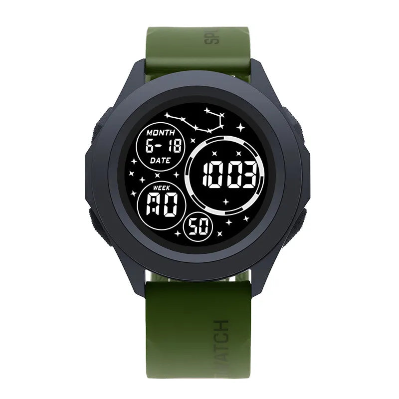 Reloj digital LED multifunción B-Verde militar