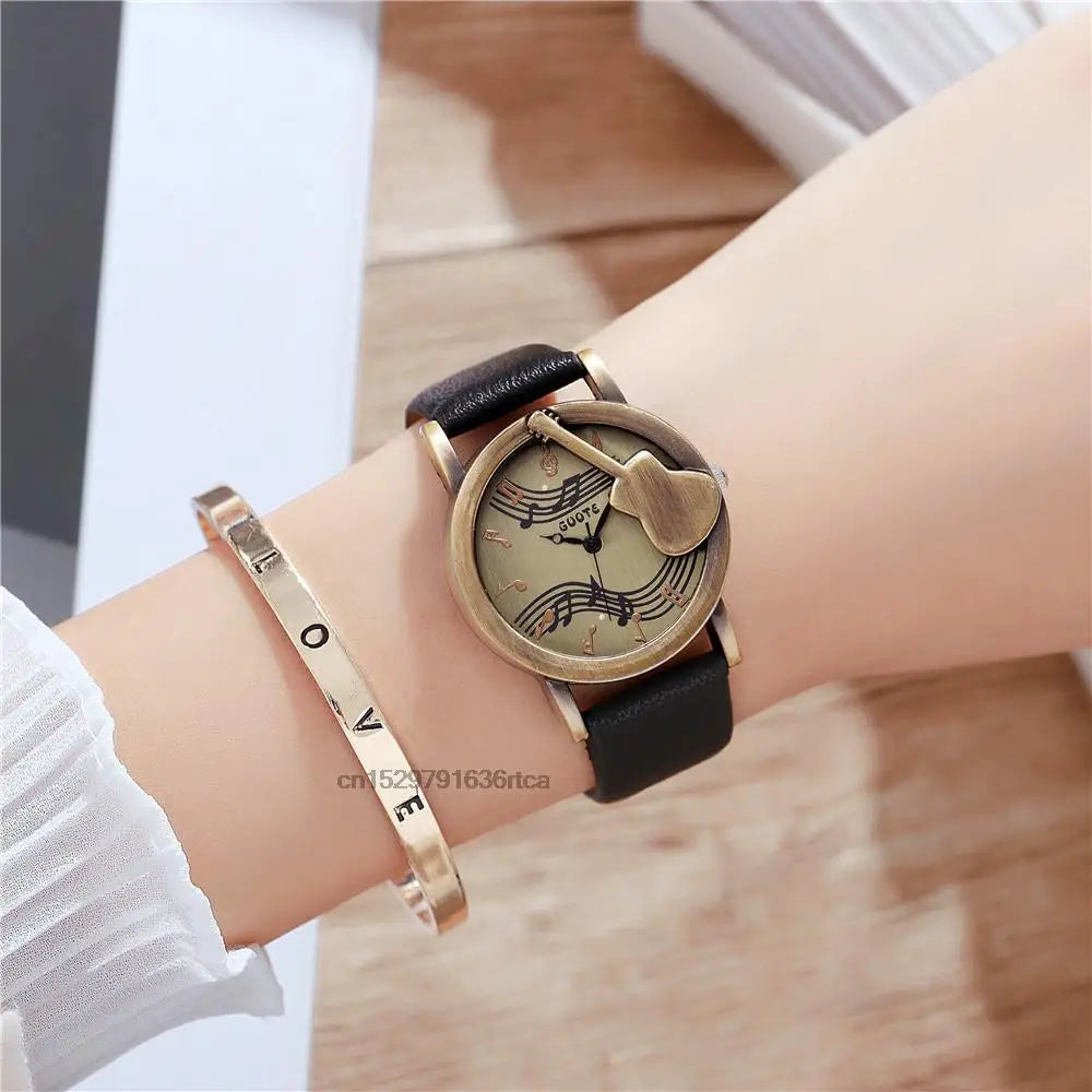 Reloj diseño guitarra Negro con pulsera