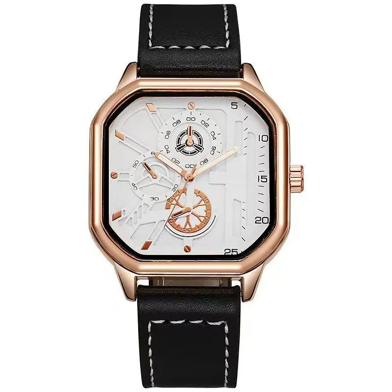 Reloj cuadrado para hombre Blanco-Dorado