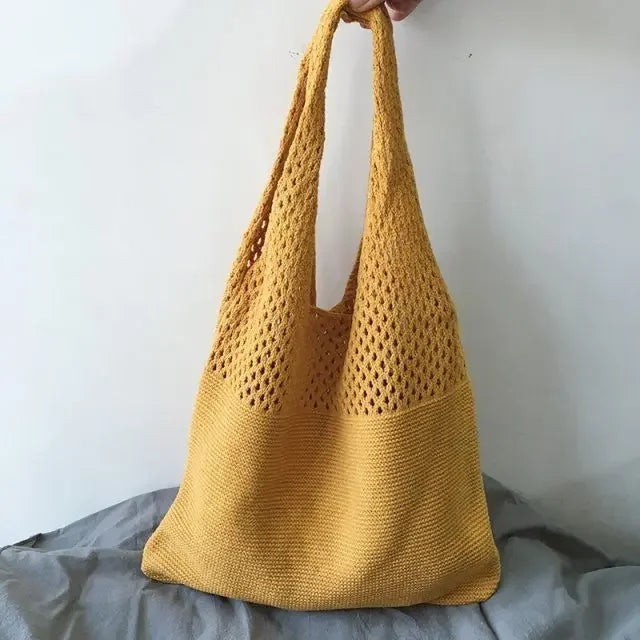 Bolso de tejido huecos Amarillo