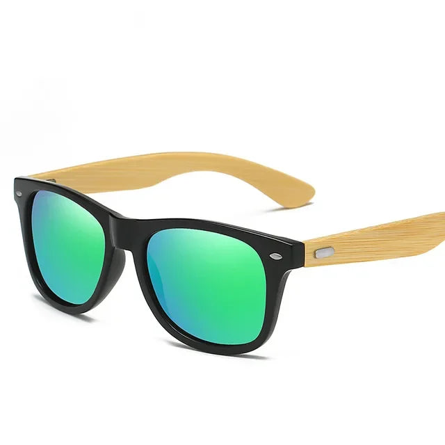 Gafas clásicas de bambú Verde Como la imagen