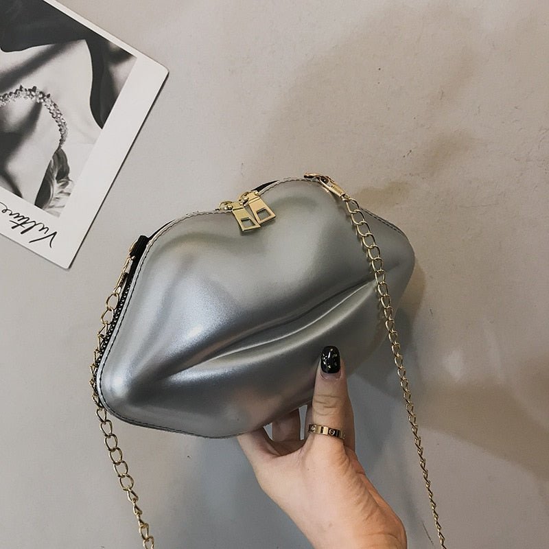 Bolso de labios Plateado