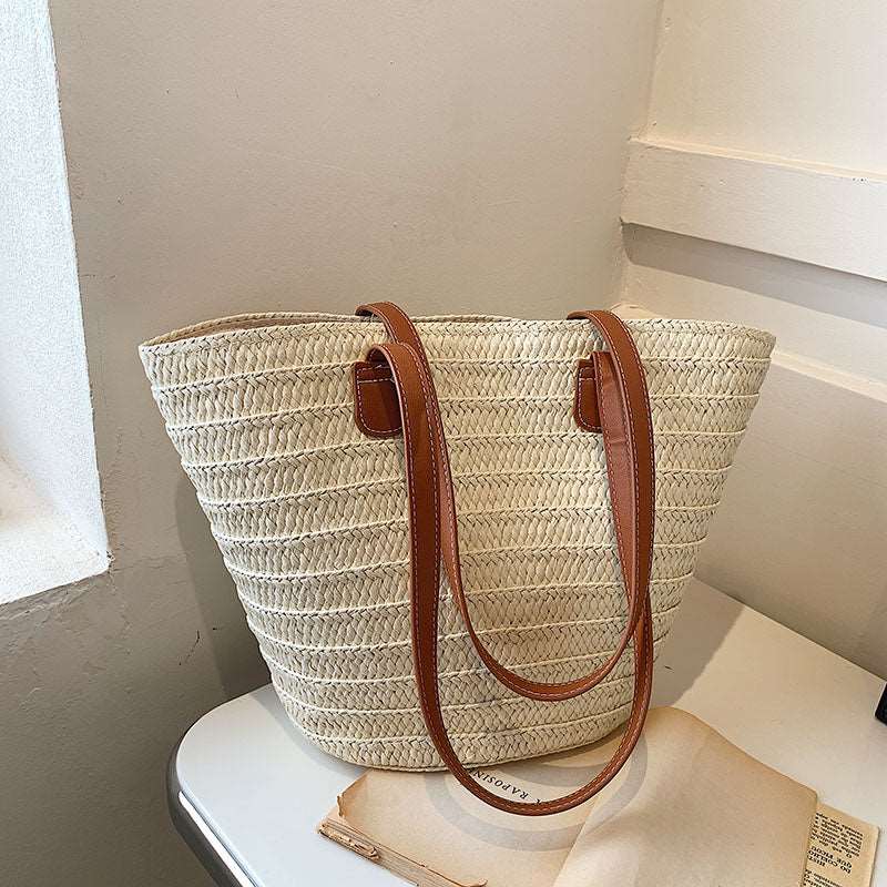 Bolso de mano trenzado Beige 45cm 16cm 29cm