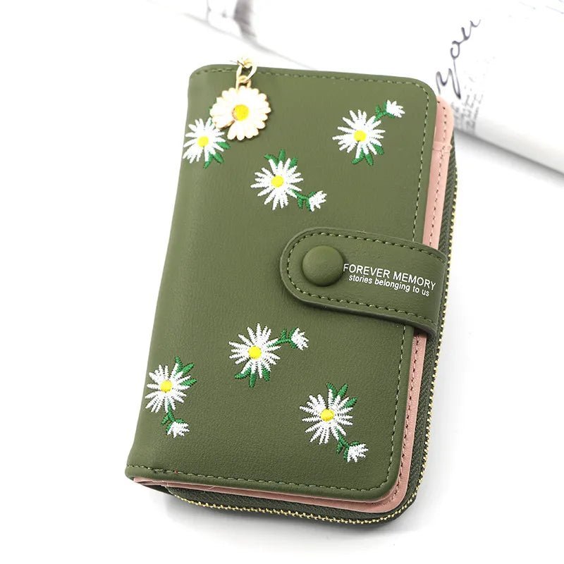 Cartera larga con cremallera Verde