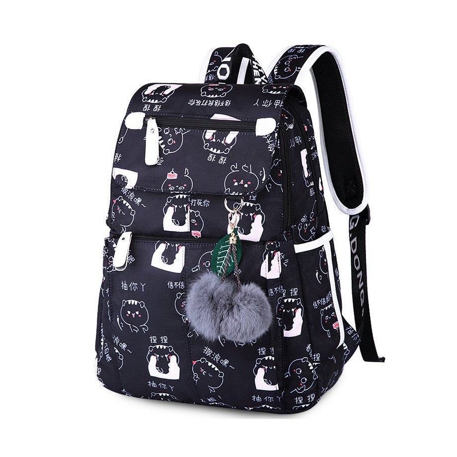 Mochila escolar con estampado y USB D