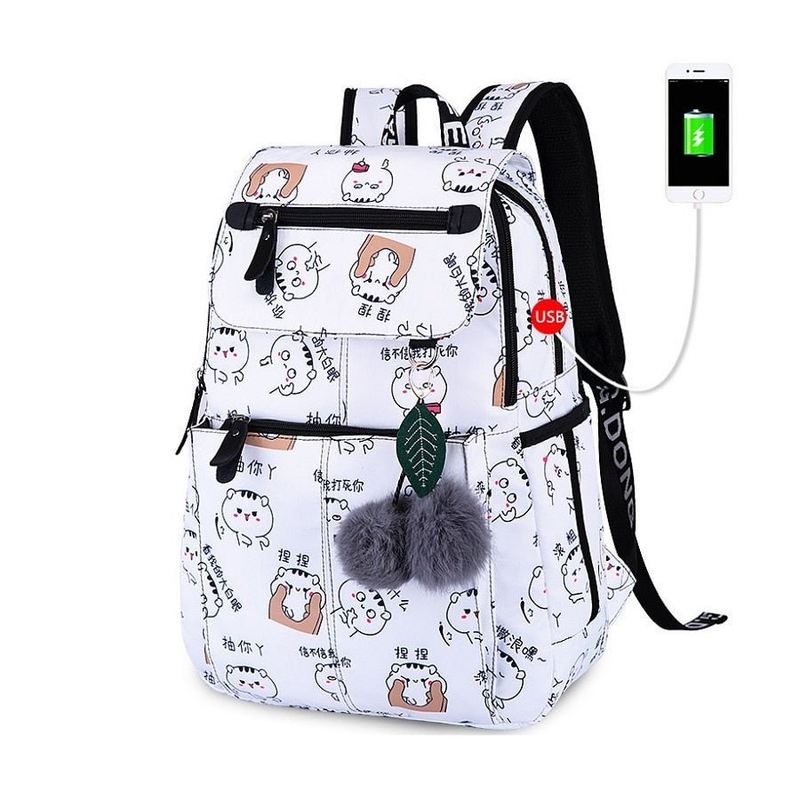 Mochila escolar con estampado y USB C