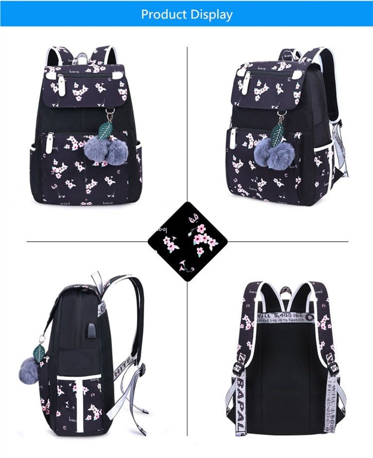 Mochila escolar con estampado y USB