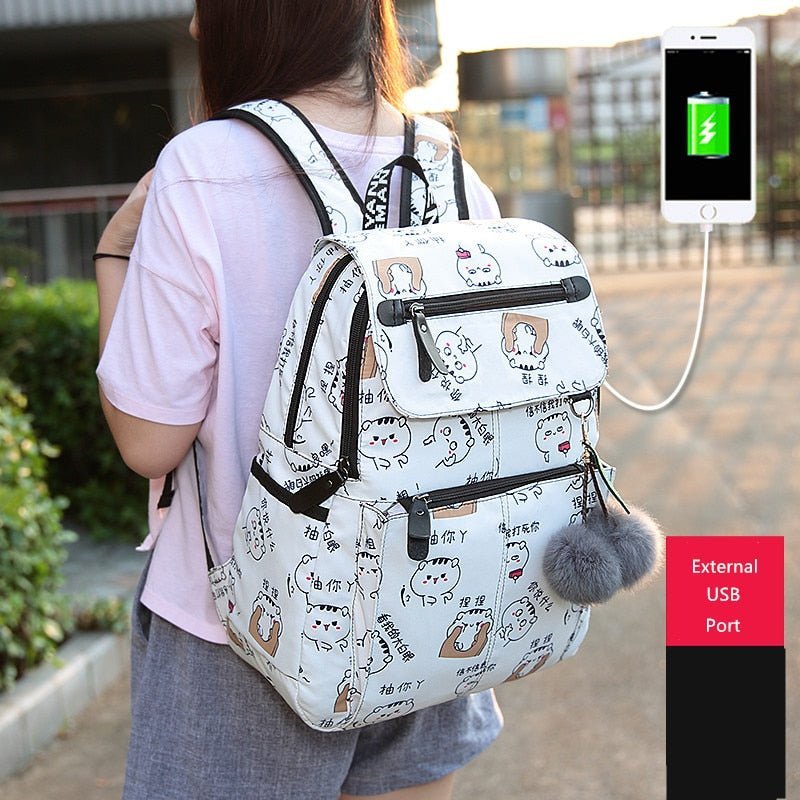 Mochila escolar con estampado y USB