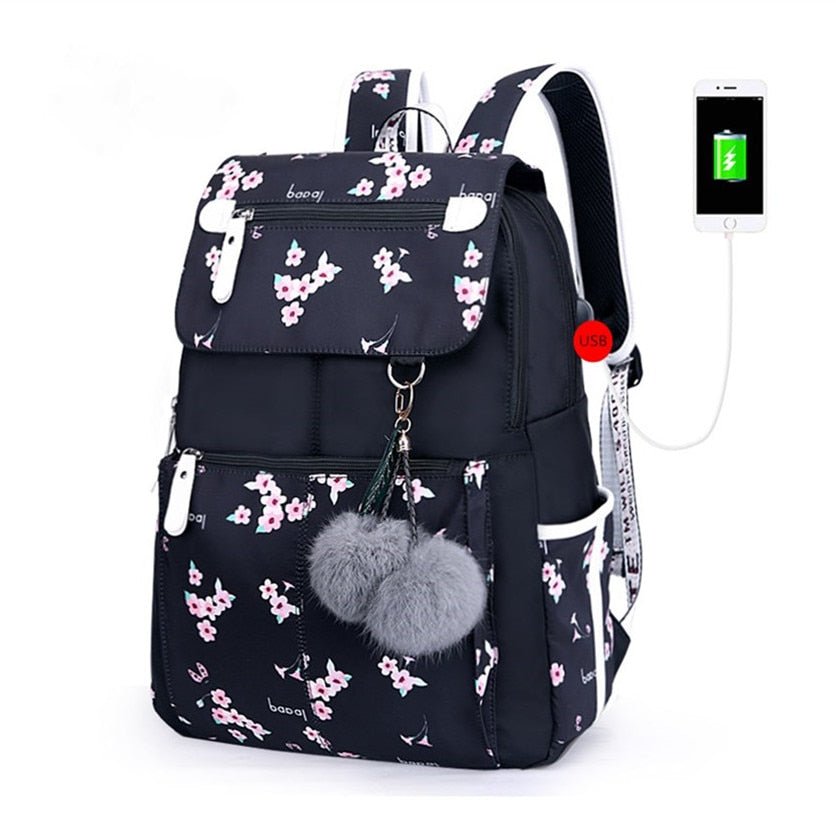 Mochila escolar con estampado y USB