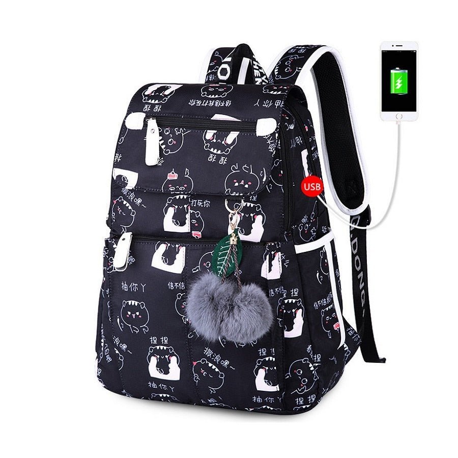 Mochila escolar con estampado y USB