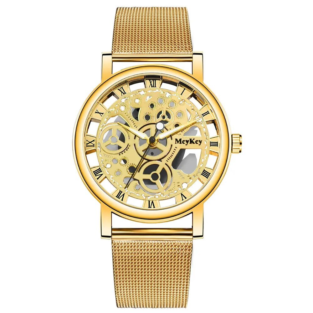 Reloj diseño mecánico Dorado